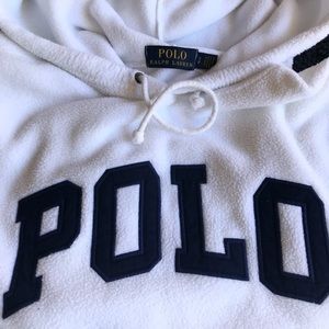 White Polo Ralph Lauren Hoodie with American Flag